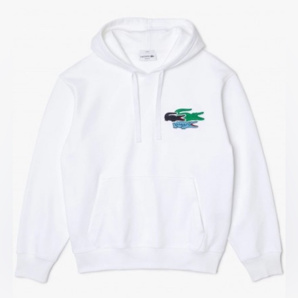LAST ONE‼️Lacoste Unisex Loose Fit Organic Cotton Hoodie SH9881-00 White - Picture 3 of 3
